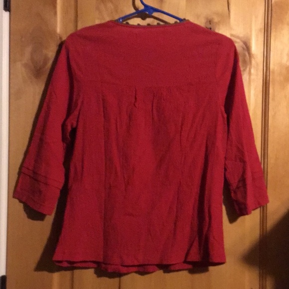 Anthro KOR Company Red Embroidered Multi-Color Yoke Style Boho Top EUC XS - Picture 2 of 6